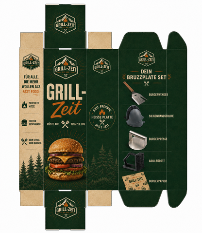 BruzzPlate BBQ-Set für perfektes Handling deiner neuen Edelstahl-Grillplatte